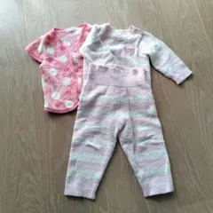 ９０サイズ ベビーパジャマセット ピンク 水玉