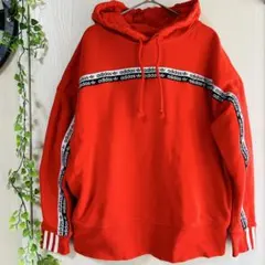 美品✨adidas　トレフォイル　パーカー　UK12　赤　UK古着　メンズM
