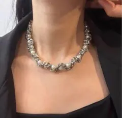 ネックレス パール風　シルバー ステンレス