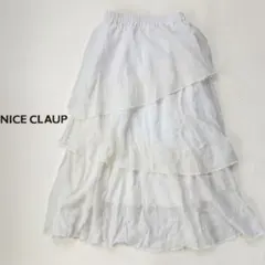 NICE CLAUP ティアードフリルスカート ウエストゴム 春夏 白 フリーのサムネイル
