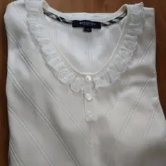BURBERRY フリル付き Vネック Tシャツ サイズ4