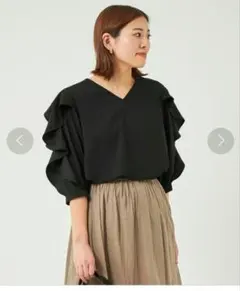【美品】グリーンレーベルユナイテッドアローズ ラッフルスリーブブラウス