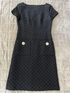 メルローズ　黒　半袖　ワンピース　ウール