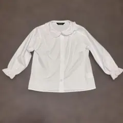 【美品】devirock フリル付き襟 ホワイトシャツ 120cm