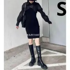 リエンダ ボレロセットレイヤードニットワンピース ブラック S 春 量産