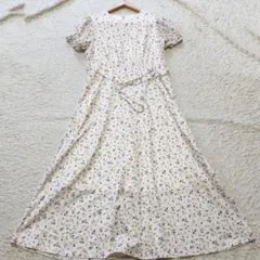 9-12 Dazy 花柄ワンピース　ロング丈　ベルト紐付きサイズL