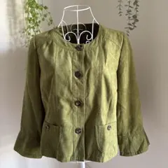 noage オリーブグリーン ノーカラージャケット