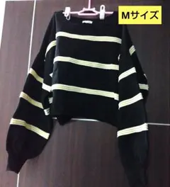 ボーダーニット ショート Mサイズ。ブラック。