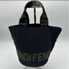 FENDI ハンドバッグ ブラック トートバッグ ナイロン キャンバス ロゴ 黒のサムネイル