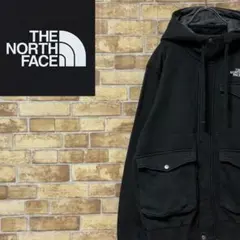 ノースフェイス　ジップアップジャケット　スエット　パーカー　刺繍ロゴ　黒　L
