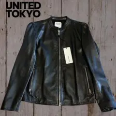 UNITED TOKYO ブラックラムレザーシングルライダースジャケット
