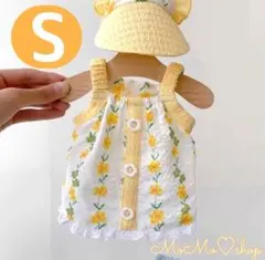 【Sサイズ】イエロー　犬服 お花ワンピース薄手で涼しい 春夏