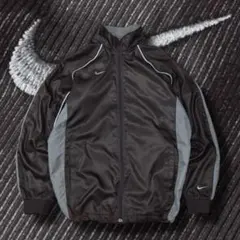 00s NIKE ナイロンジャケット ブラウン グレー 刺繍ロゴ y2k