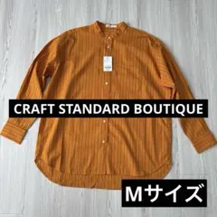 クラフトスタンダードブティック ストライプ バンドカラーシャツ M オレンジのサムネイル
