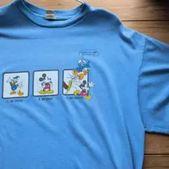 極上XL】90s ディズニー 公式 リンガーTシャツ 霜降りブルー パロディ 