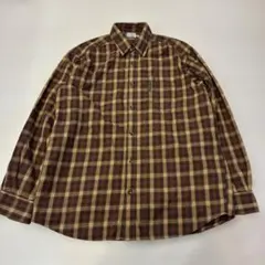 90s コロンビア チェックシャツ ブラウン イエロー アメカジ ストリート
