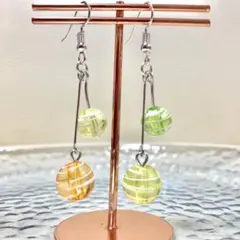 水風船　ヨーヨー　夏祭り　縁日　花火大会　アシンメトリー　ハンドメイド　ピアス