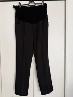 マタニティスラックス【黒・ウエスト調整・産前産後用】