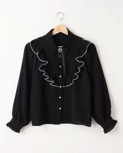 INGNI イング フリル付き黒長袖シャツ