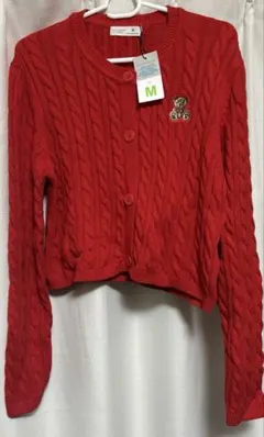 PRIMARK ニット　カーディガン　テディベア　レッド