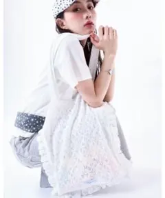 smyeon レースフリルトートバッグ