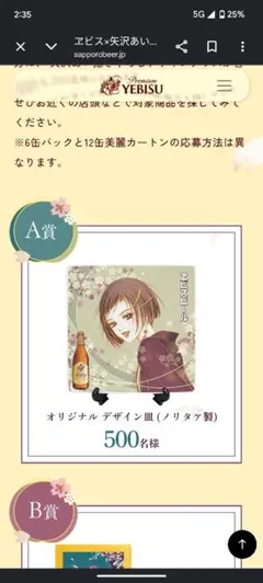 ヱビス×矢沢あい グラスセットとオリジナル皿の豪華2キャンペーンのA賞のセット