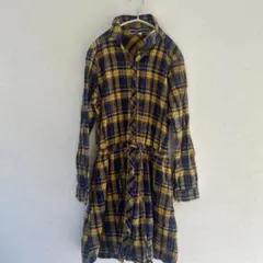 THE EMPORIUM M ネイビー・イエロー チェック ワンピース　M