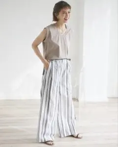 【安田美沙子×DRWCYS】ランダムストライプタックパンツ／ドロシーズ