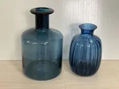 IKEA フラワーベース ガラス ブルー 花瓶 2個