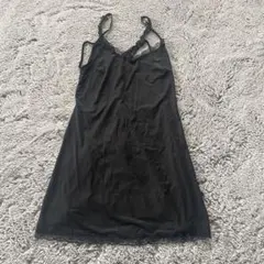 黒 レース付 キャミソール スリップ