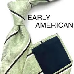 【極美品】EARLY AMERICAN ネクタイ ストライプ グリーン ビジネス