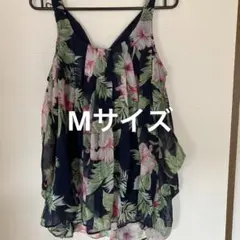 レディース　ワンウェイ　トップス　ノースリーブ　Mサイズ　リボン　花柄　裏地付きのサムネイル