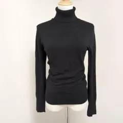 【ペイトンプレイス】タートルネックニット シンプル 実用性◎ 黒 M