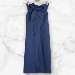 KOBE LETTUCE タイトスカート ロング ネイビー ブルー　リボンベルト