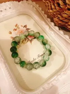 緑色系クリスタル風ビーズブレスレット