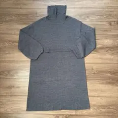 グレー タートルネック ニット マタニティワンピース