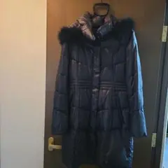 UNTITLED ロングダウンコート　黒　42 大きいサイズ　ファー取り外し可