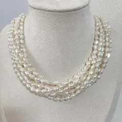 淡水パール　ホワイト　4x7mmバロック　ケシパール36cm 手芸素材一連