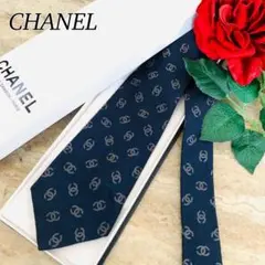 N506 美品 シャネル 人気モデル シルク ウール イタリア ネクタイ メンズ