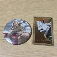 ヒロアカ　口田甲司　原画展缶バッジ、箔押しクリアカード