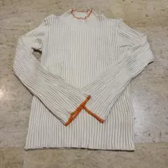 LOWRYS FARM アイボリー ハイネックリブ編みニット 長袖