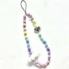 ビーズストラップ ハート 雲 カラフル パステル シルバー StringTing