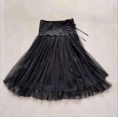 〔axes femme〕編み上げ チュールスカート 黒 Mサイズのサムネイル