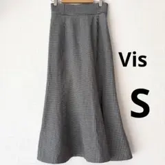 Vis 千鳥　フレア　スカート　S チェック　ブラック　秋　冬