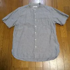 UNIQLO バンドカラーシャツ ストライプ Lサイズのサムネイル