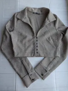 ZARA チェック柄 クロップドジャケット