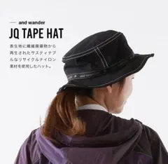 and wander アンドワンダー JQテープハット 黒 バケットハットのサムネイル