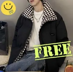 ダウン ジャケット アウター チェック 黒 ストリート 韓国 オルチャン