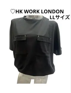 HK WORK LONDON 黒のポケット付きTシャツ