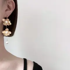 フラワー コットンパール 花 結婚式 入学式 ハンドメイド ピアス イヤリング